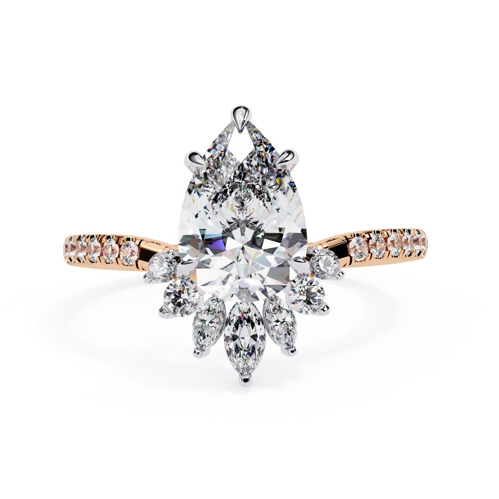 Pear Vintage Style with French Pave Engagement Ring