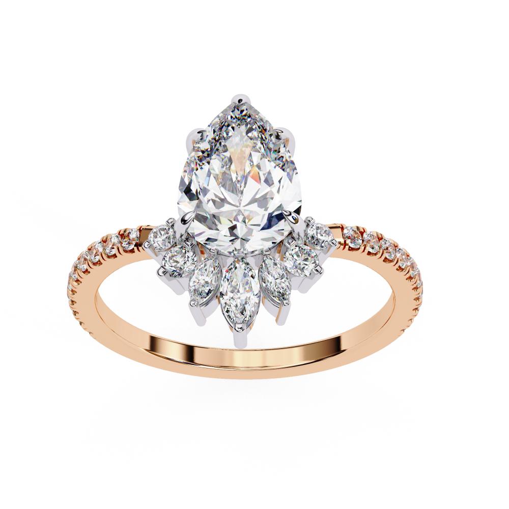Pear Vintage Style with French Pave Engagement Ring