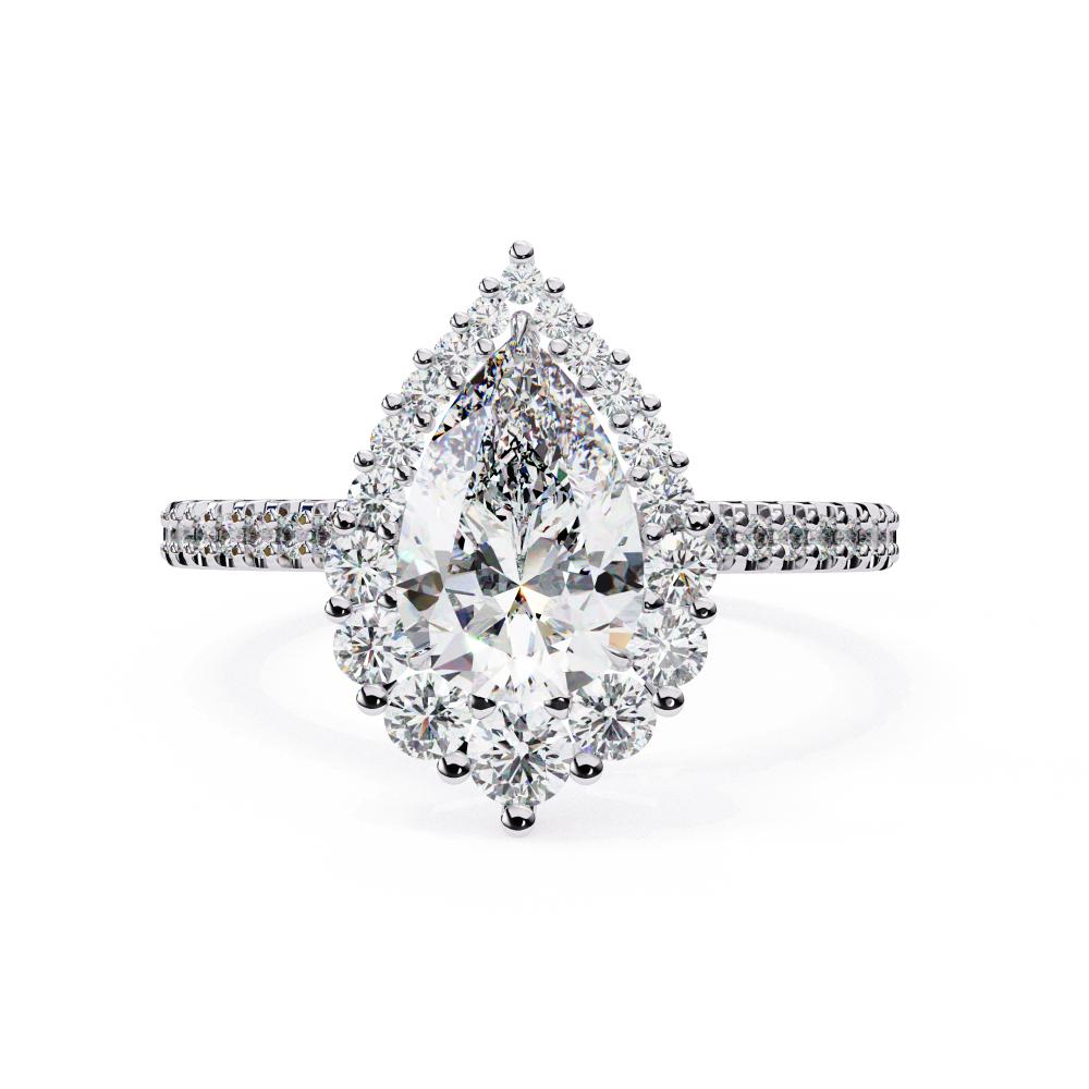 Pear Halo With French Pave Engagement Ring