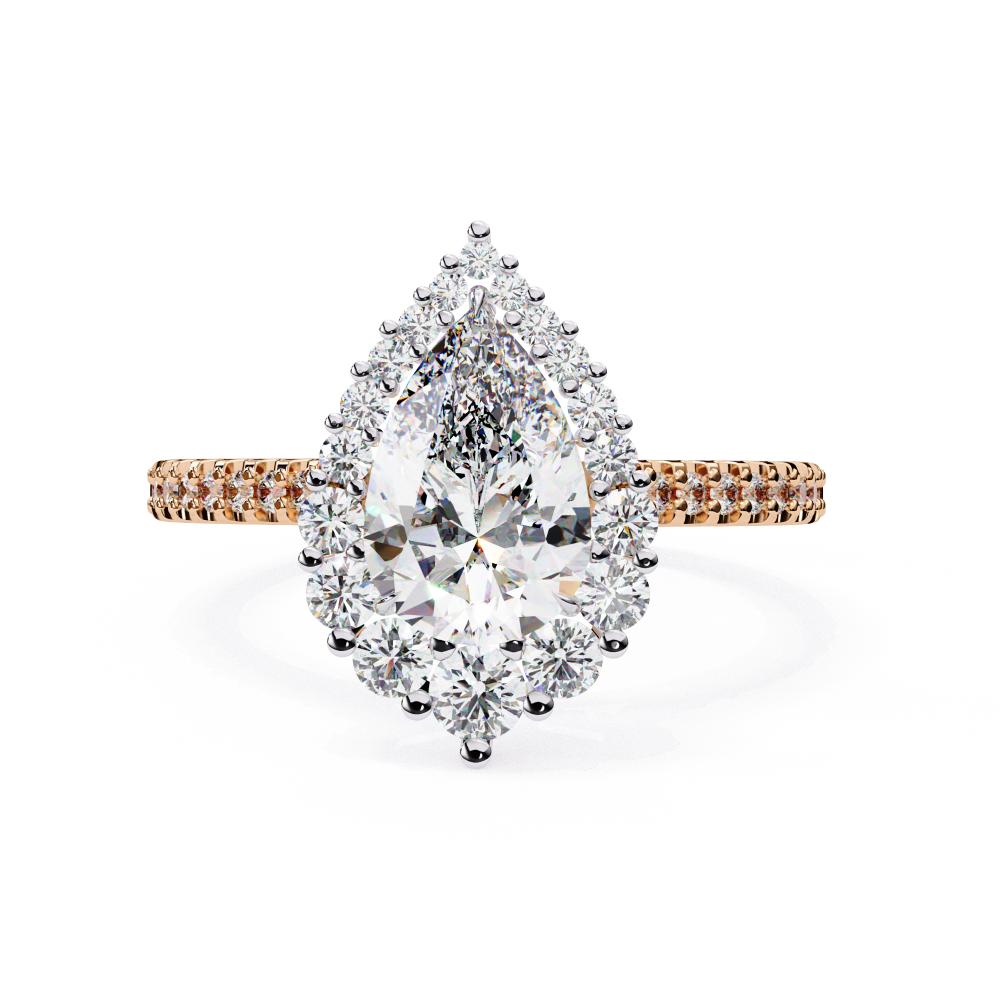 Pear Halo With French Pave Engagement Ring