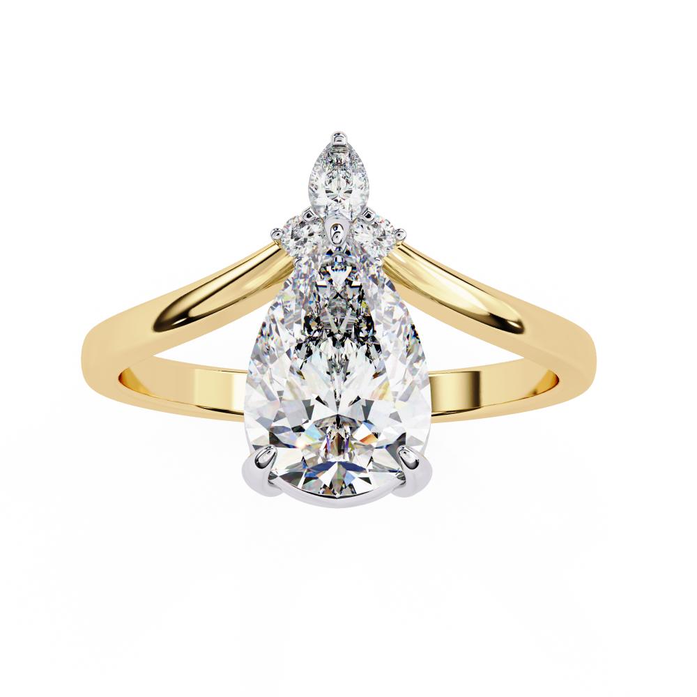 Pear Vintage Style With Curved Band Engagement Ring