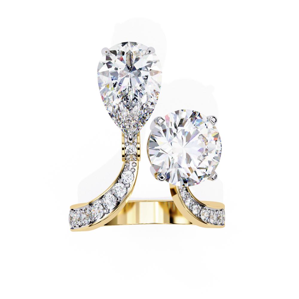 Pear & Round Toi Et Moi Vintage Engagement Ring