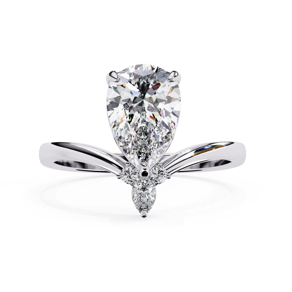 Pear Vintage Style With Curved Band Engagement Ring