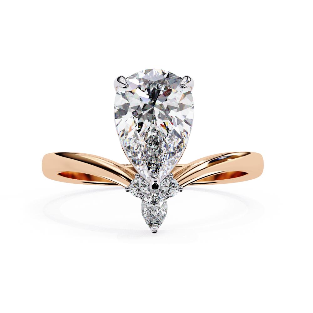 Pear Vintage Style With Curved Band Engagement Ring