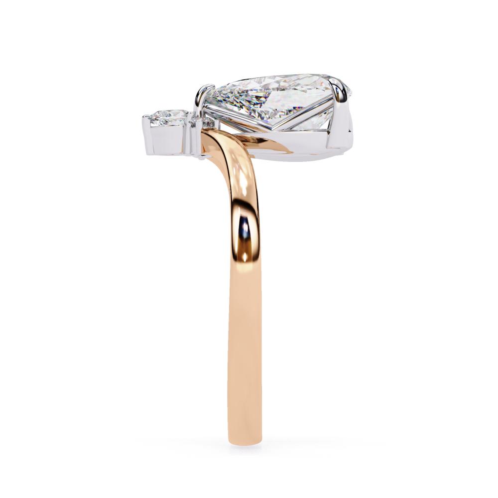 Pear Vintage Style With Curved Band Engagement Ring