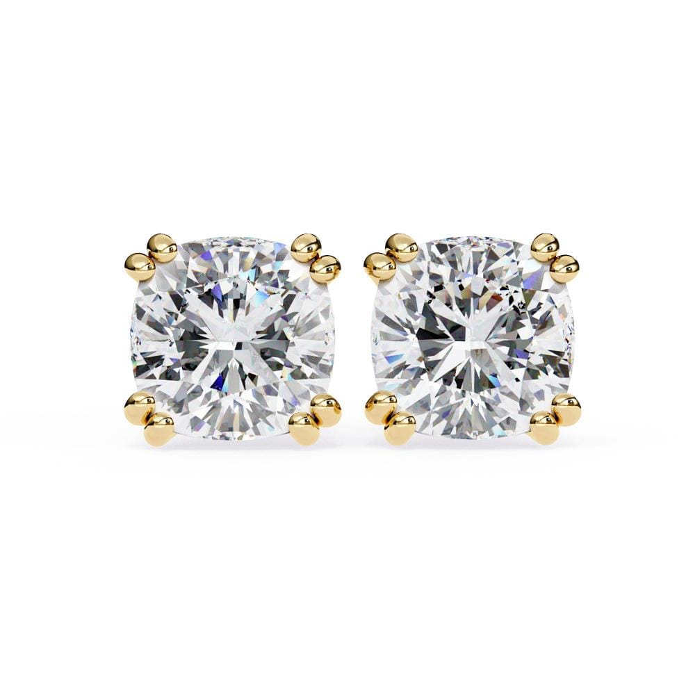 Cushion Double Claw Prong Stud Earrings
