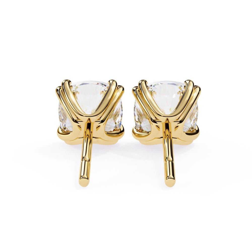 Cushion Double Claw Prong Stud Earrings