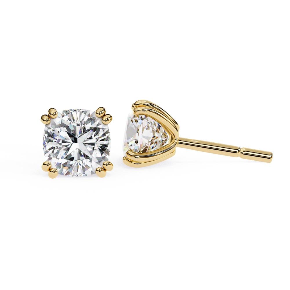 Cushion Double Claw Prong Stud Earrings