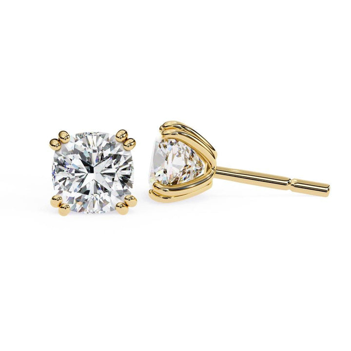 Cushion Double Claw Prong Stud Earrings