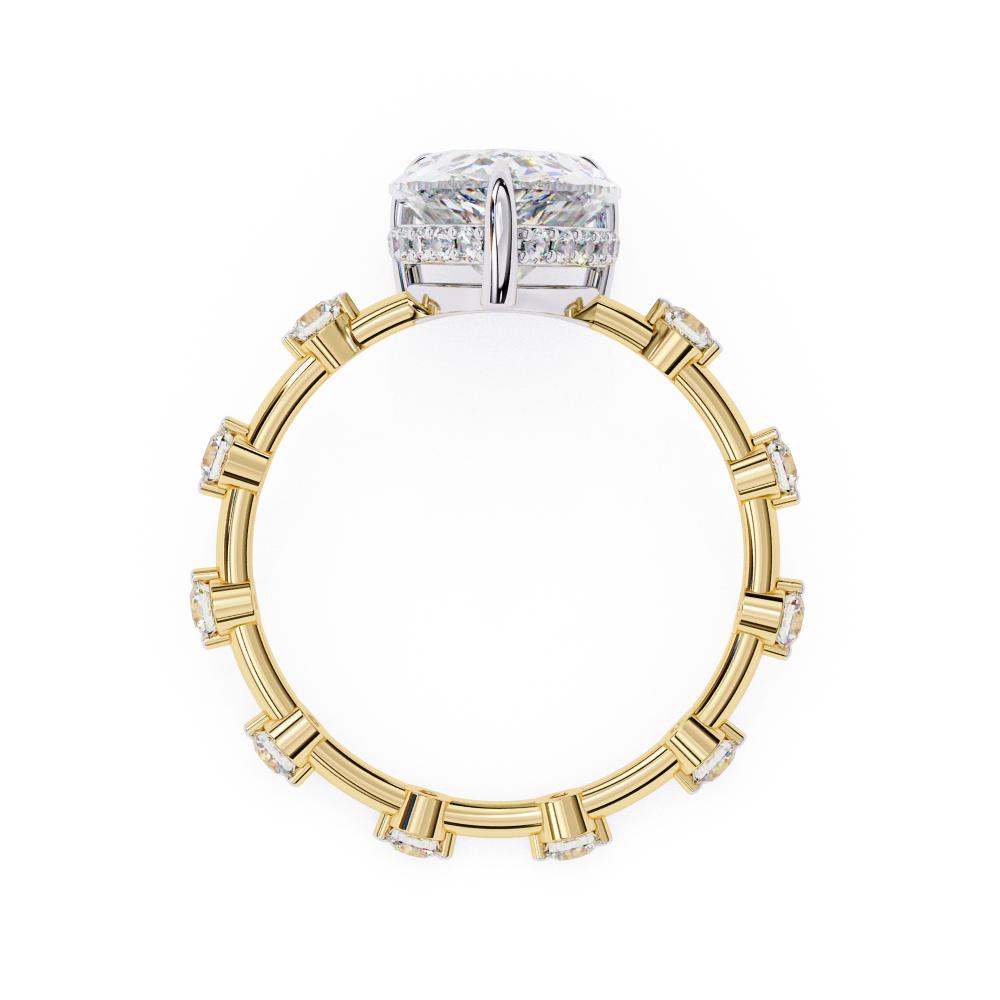 Pear Hidden Halo with Space Accent Engagement Ring