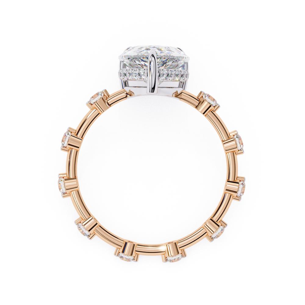 Pear Hidden Halo with Space Accent Engagement Ring