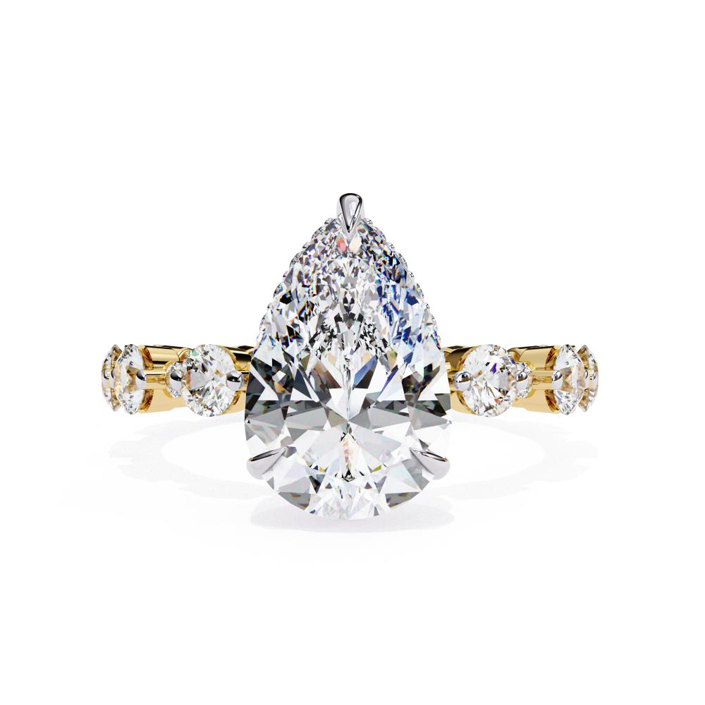 Pear Hidden Halo with Shared Prong Engagement Ring