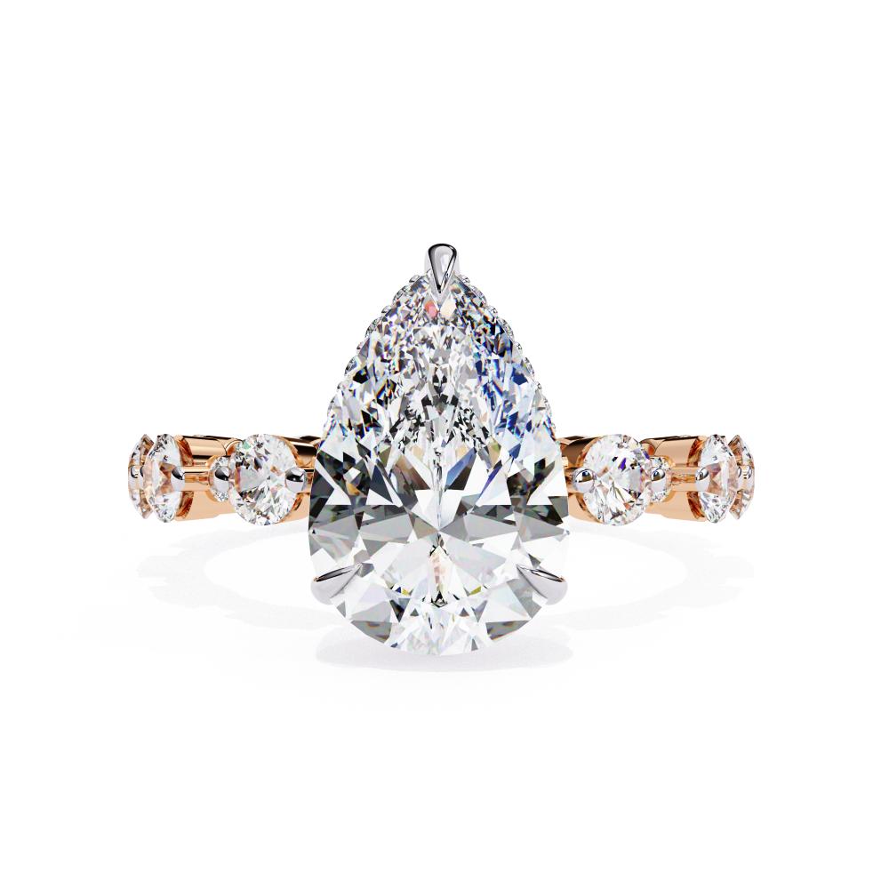 Pear Hidden Halo with Shared Prong Engagement Ring
