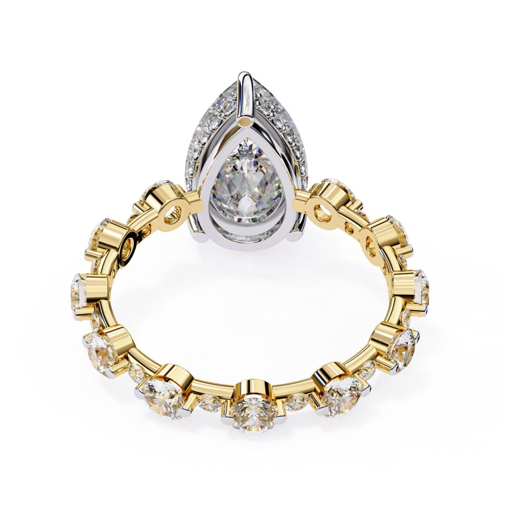 Pear Hidden Halo with Shared Prong Engagement Ring