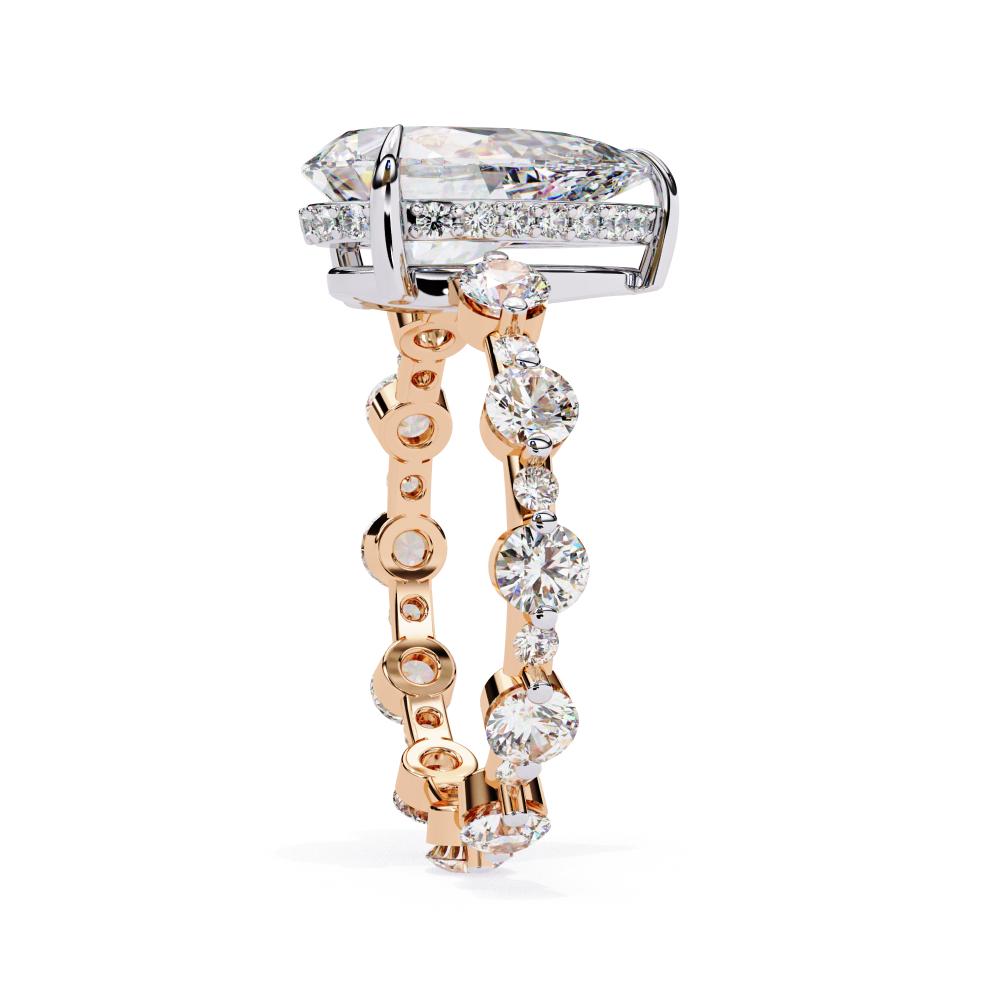 Pear Hidden Halo with Shared Prong Engagement Ring