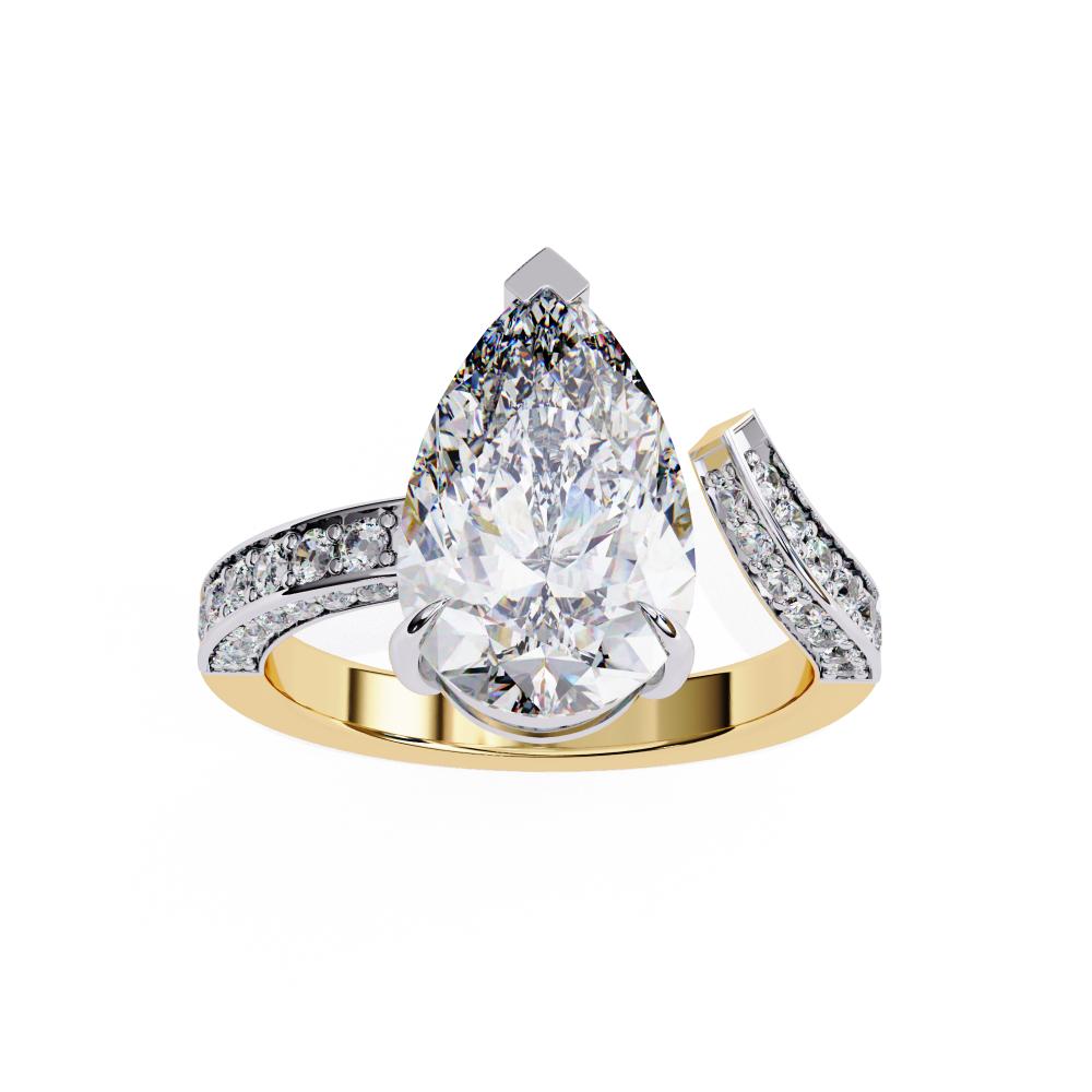 Pear One Side Open With Micro Pave Band Engagement Ring