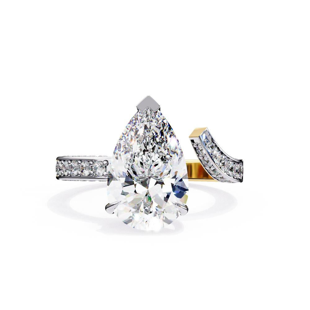 Pear One Side Open With Micro Pave Band Engagement Ring