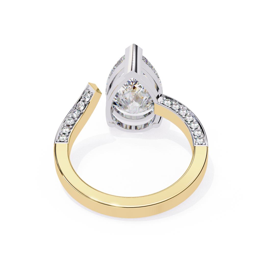 Pear One Side Open With Micro Pave Band Engagement Ring
