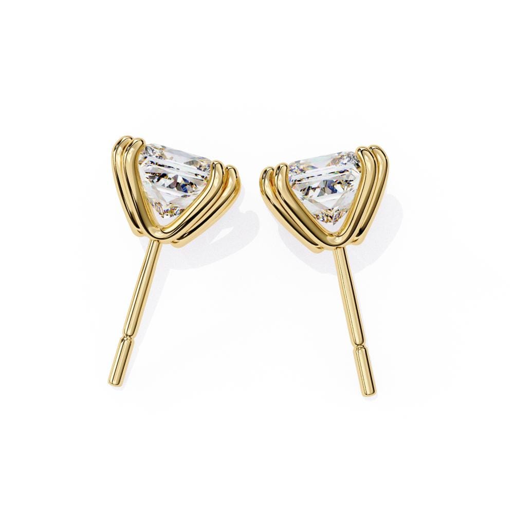 Princess Double Claw Prong Stud Earrings