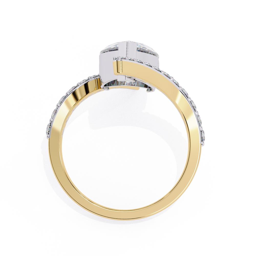 Pear Bypass With Pave Band Engagement Ring