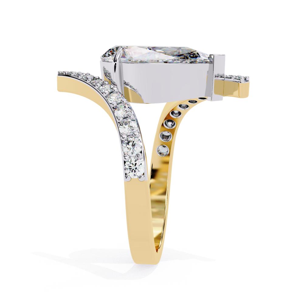 Pear Bypass With Pave Band Engagement Ring