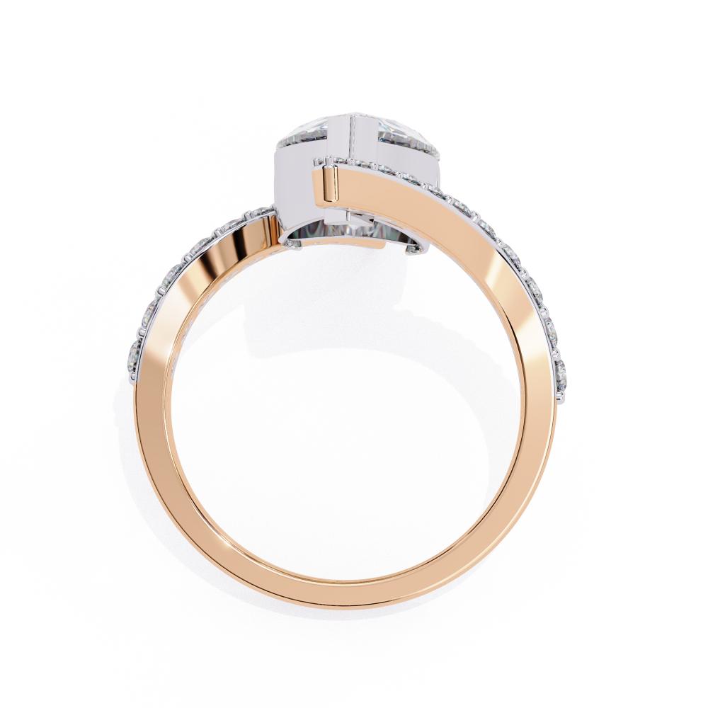 Pear Bypass With Pave Band Engagement Ring