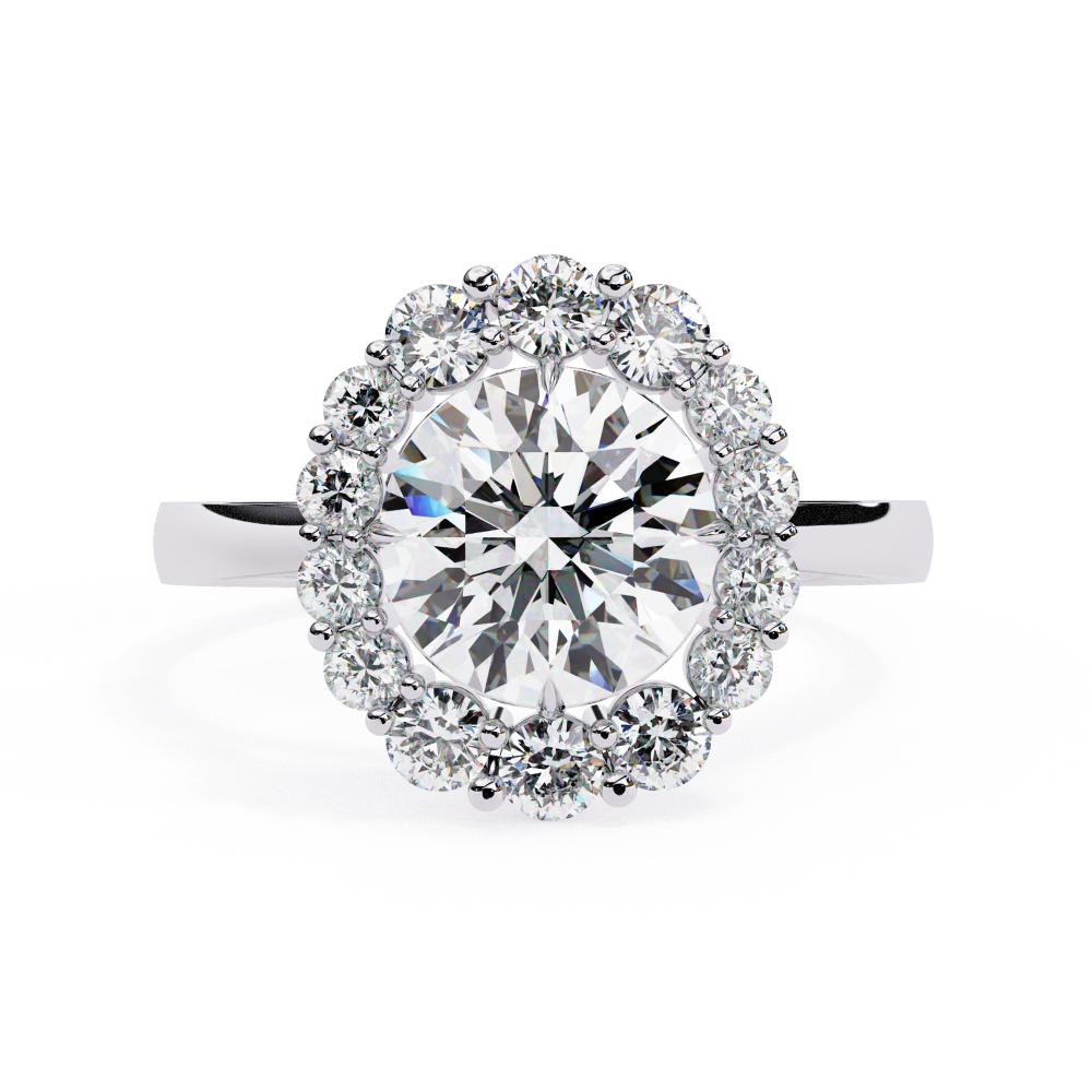 Round Halo with Cathedral Engagement Ring