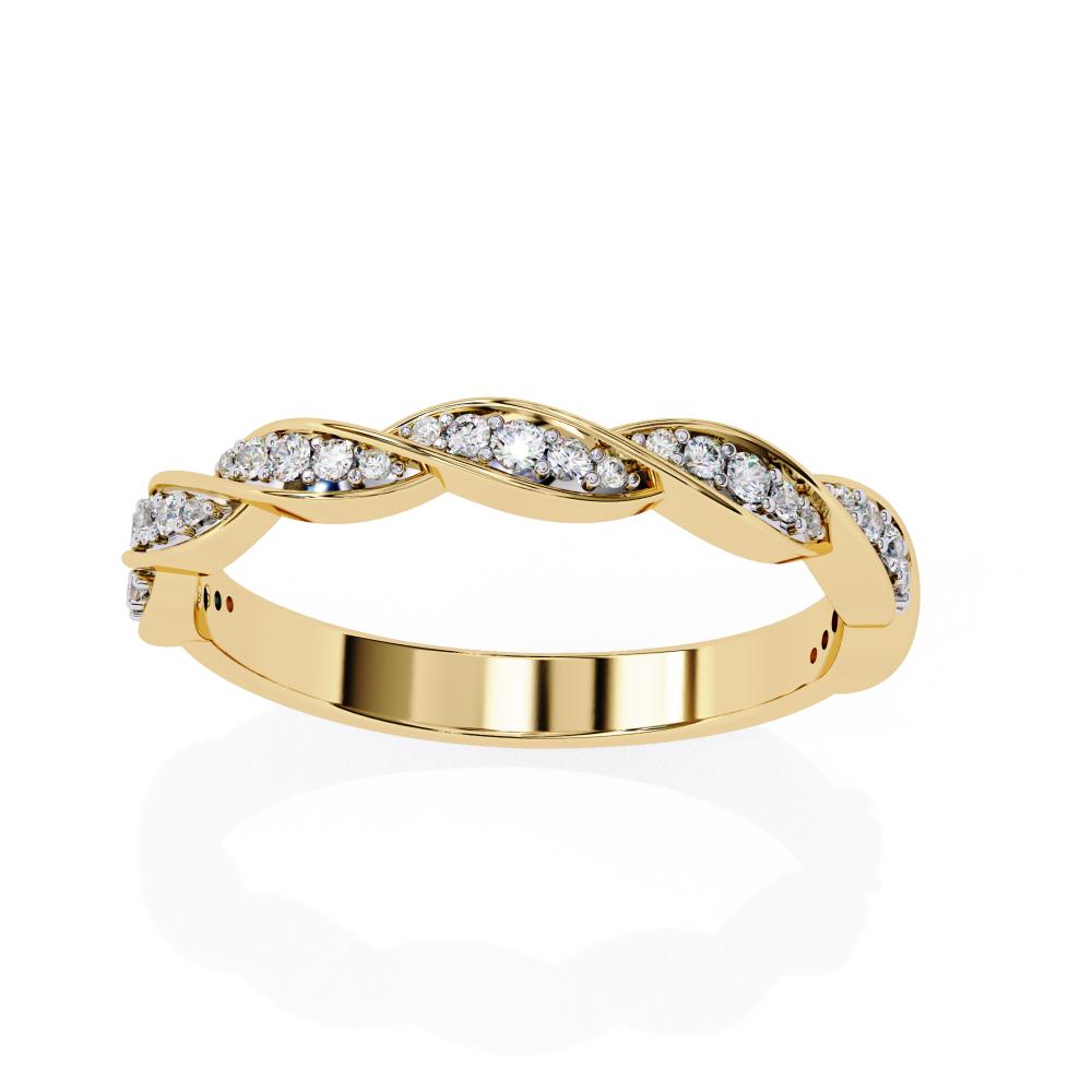 Multi Stone Dainty Twisted Wedding Band