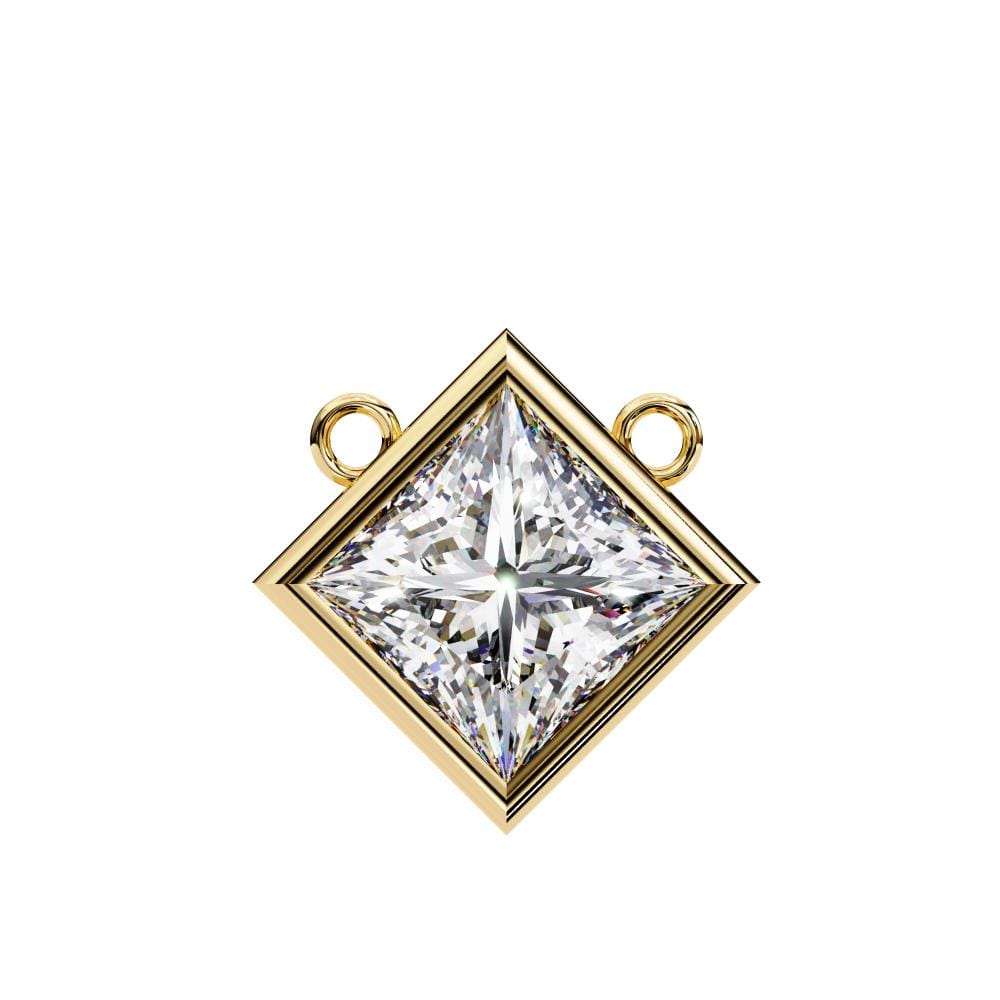 Princess Bezel Set Pendant with Chain