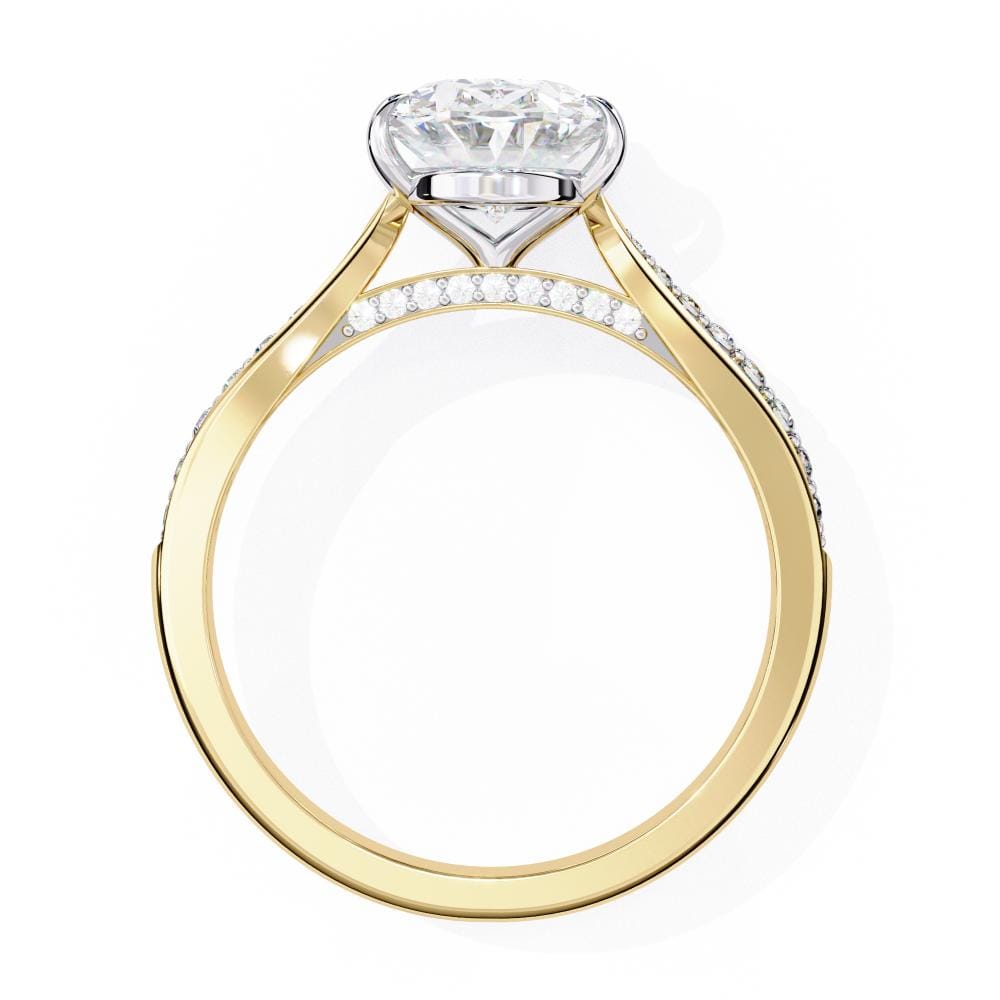 Oval Hidden Accent with Pointer Band Engagement ring