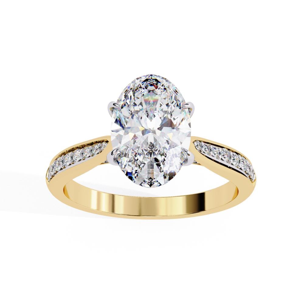 Oval Hidden Accent with Pointer Band Engagement ring