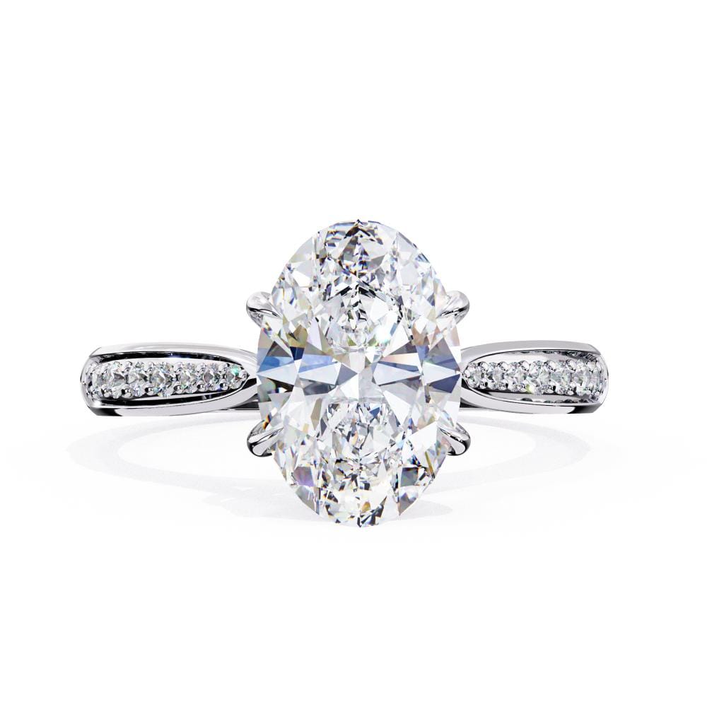 Oval Hidden Accent with Pointer Band Engagement ring
