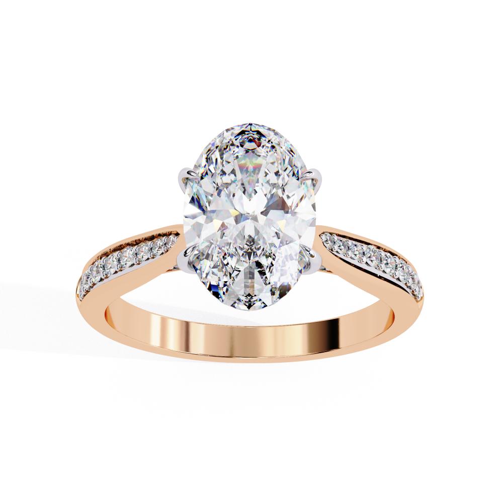Oval Hidden Accent with Pointer Band Engagement ring