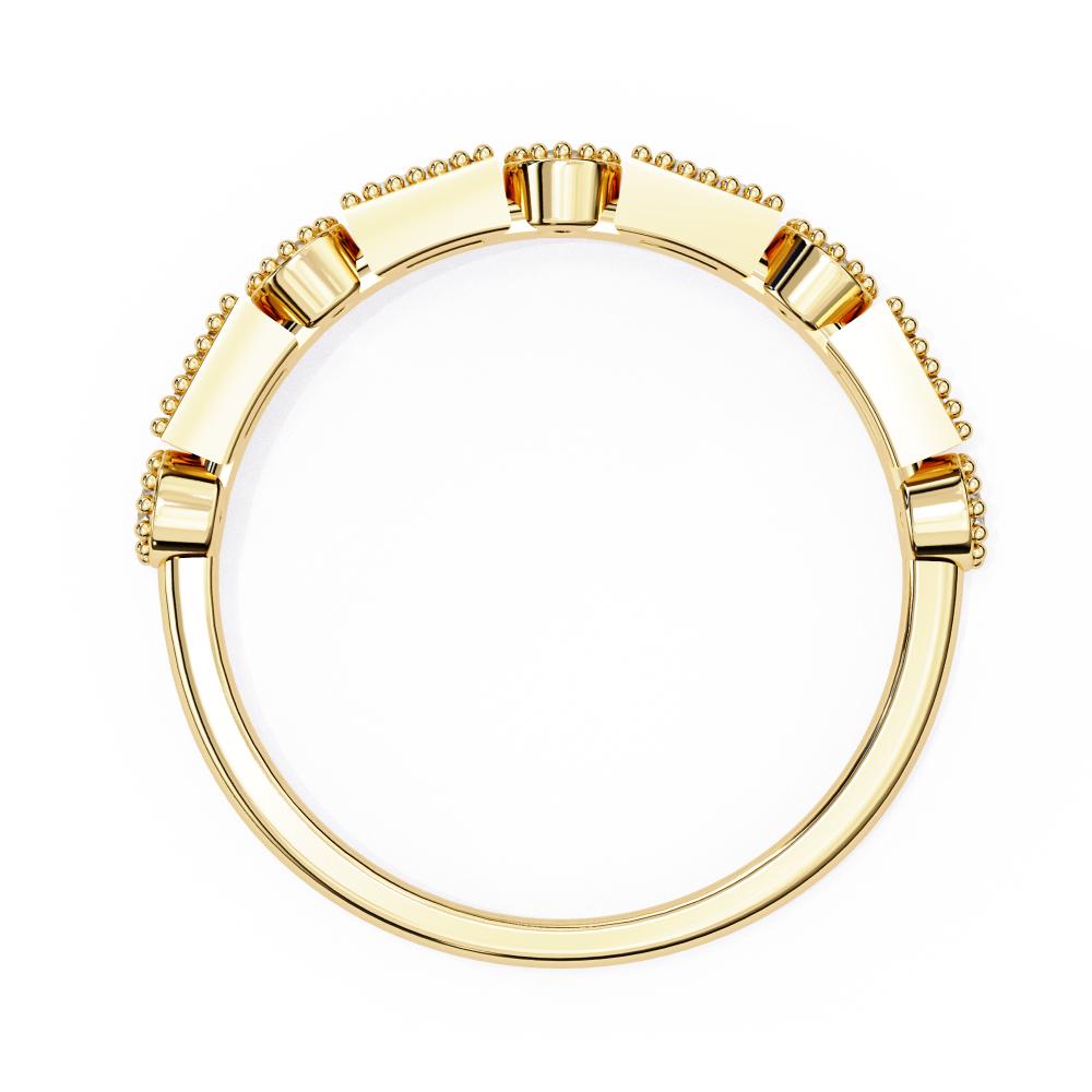 Baguette & Round Half Milgrain Wedding Band