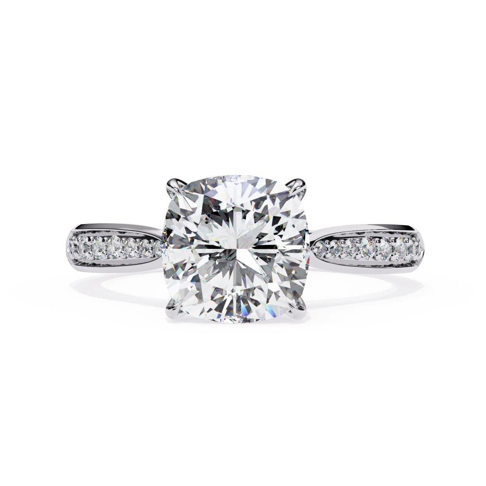 Cushion Hidden Accent Engagement ring