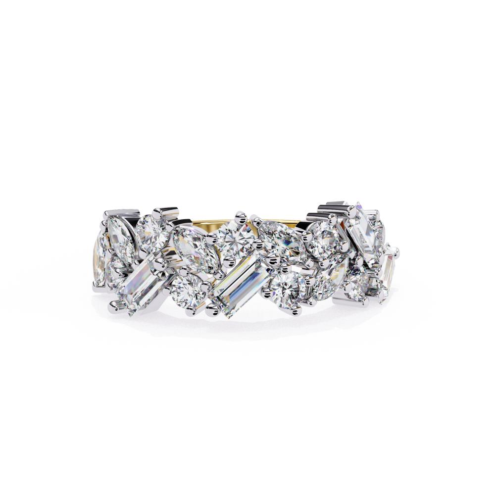 Multi Shape Stone Half Eternity Wedding Band