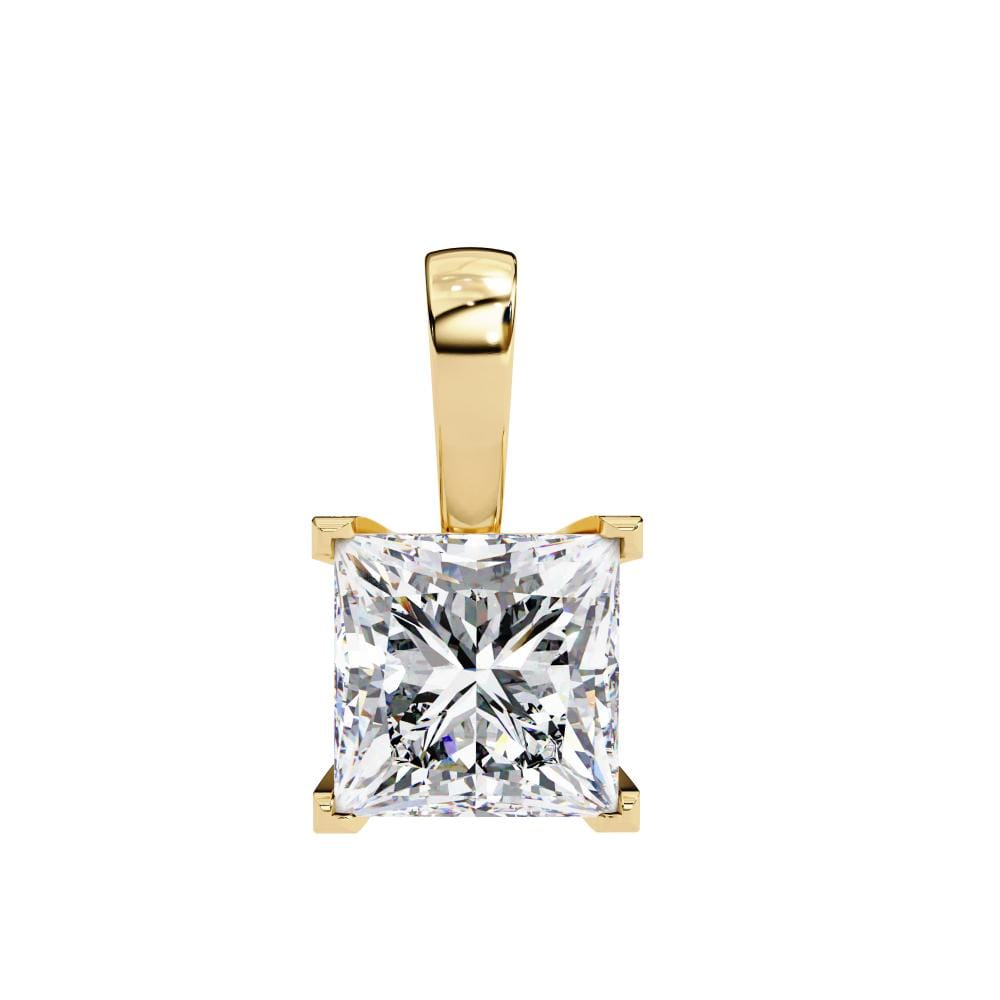 Princess solitaire embody prong pendant with chain