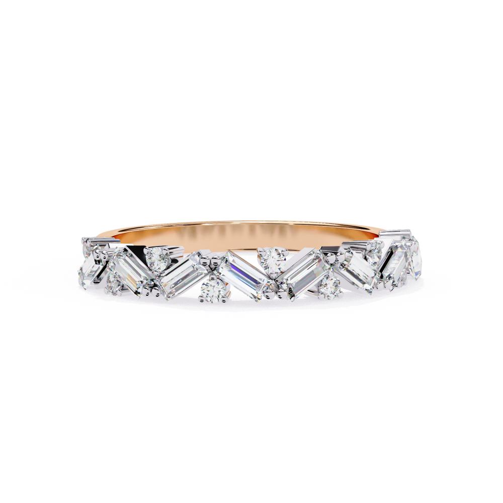 Spiral Baguette & Round Half Eternity Wedding Band