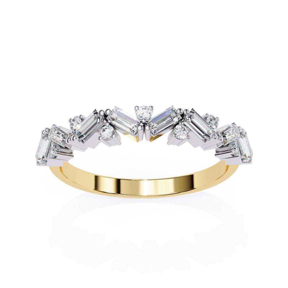 Spiral Baguette & Round Half Eternity Wedding Band