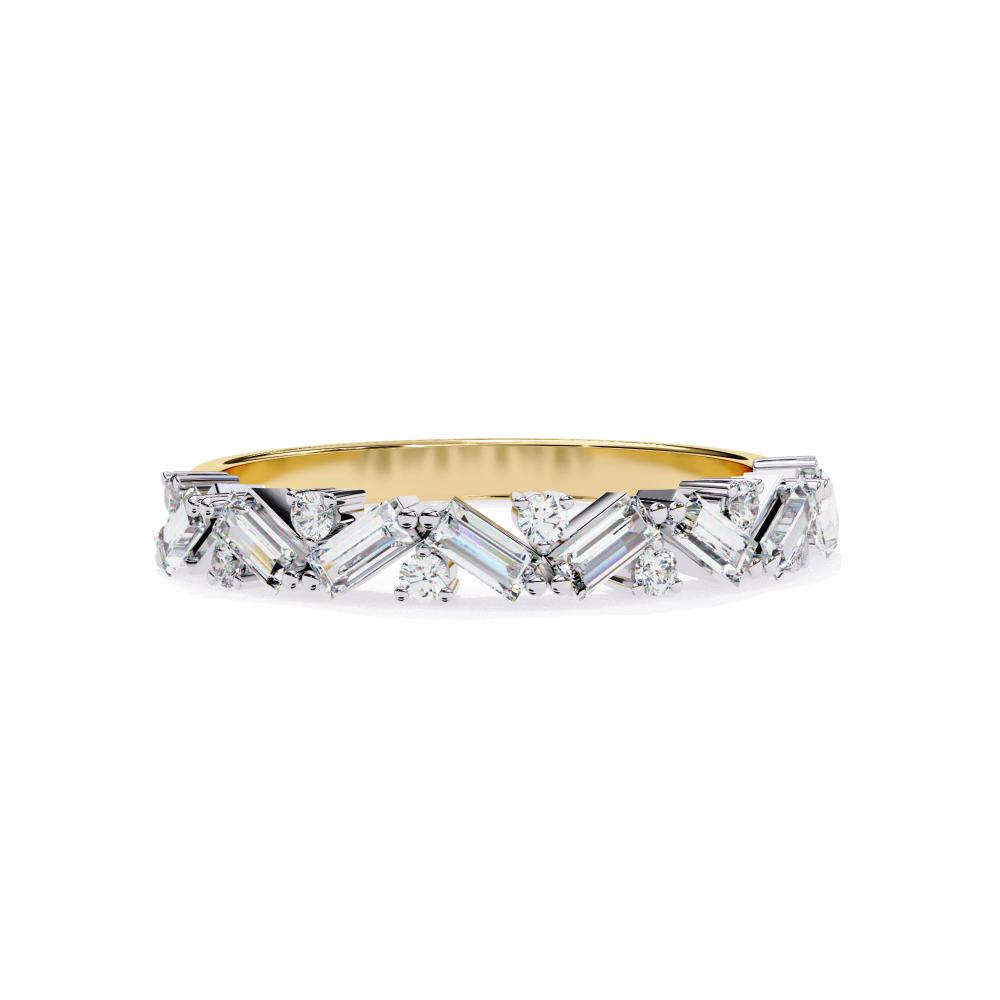 Spiral Baguette & Round Half Eternity Wedding Band