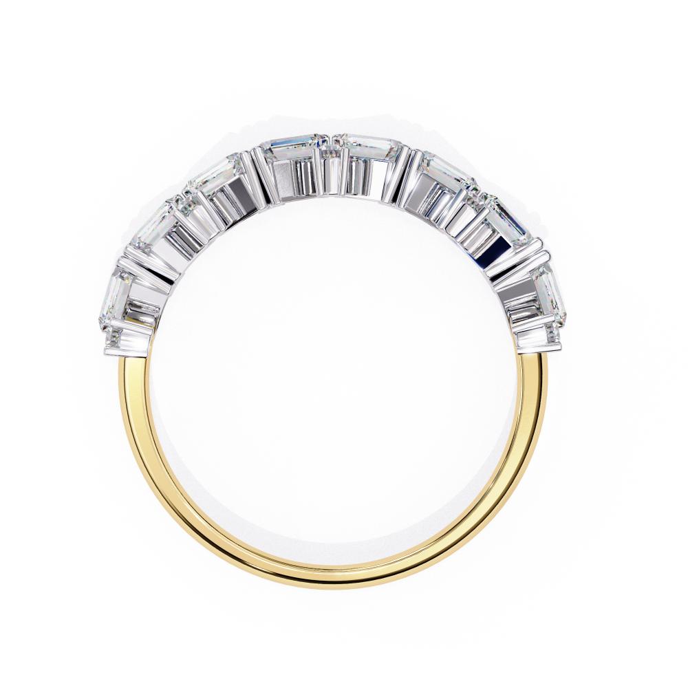 Spiral Baguette & Round Half Eternity Wedding Band