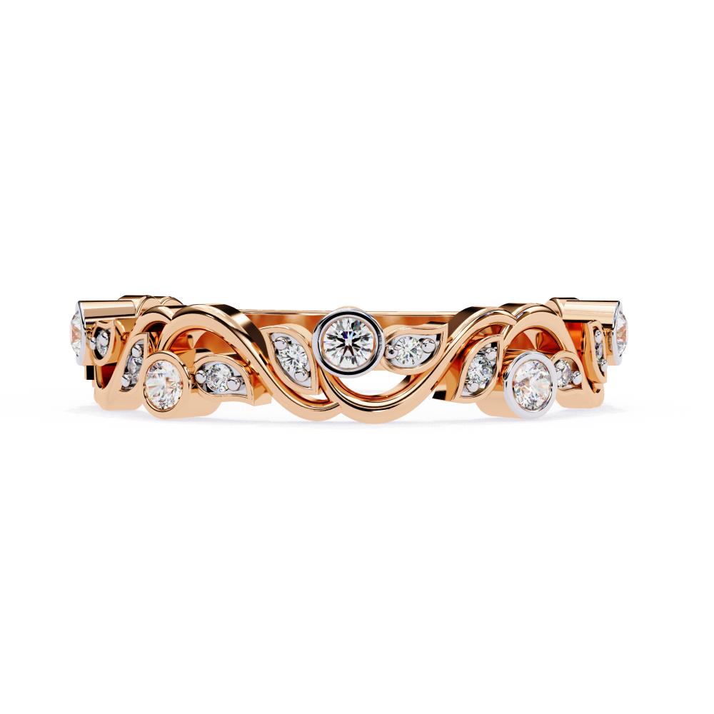 Floral Bezel Set Half Eternity Wedding Band