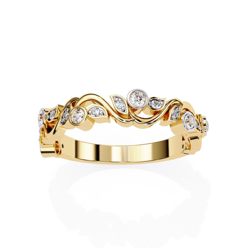 Floral Bezel Set Half Eternity Wedding Band