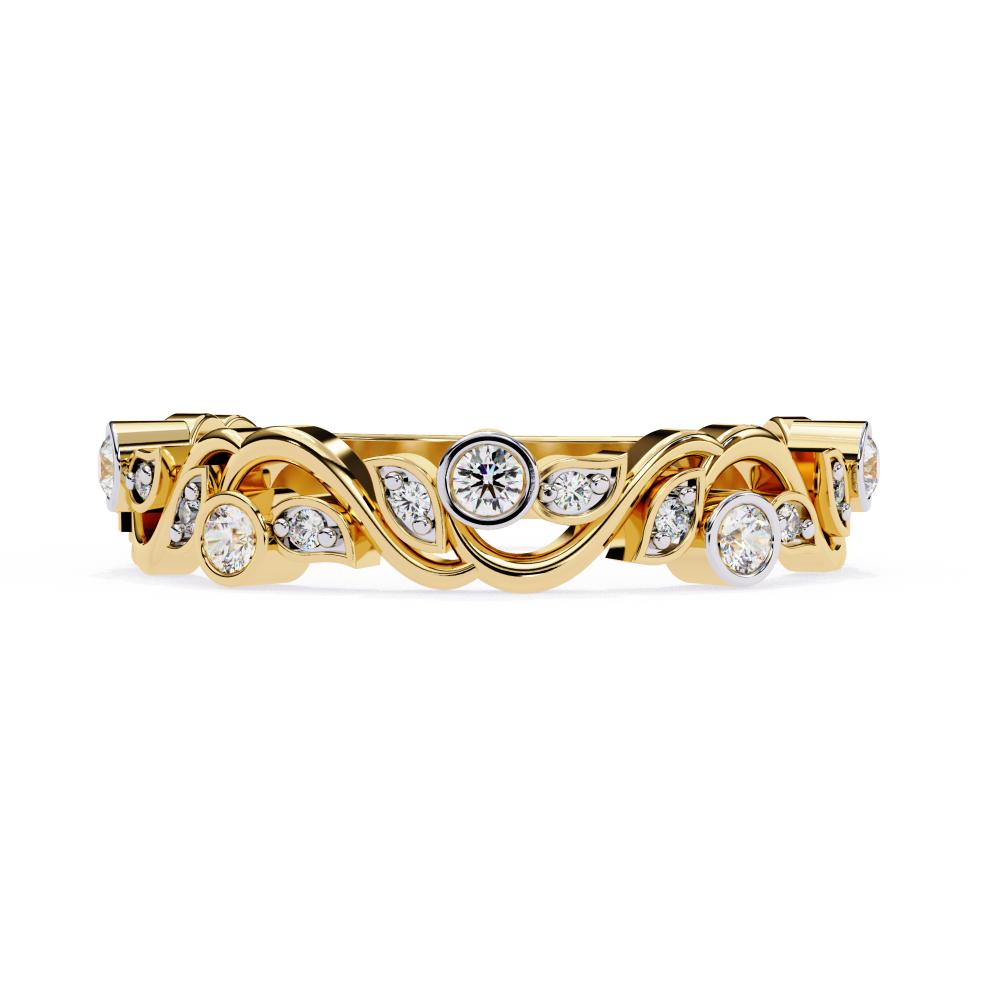 Floral Bezel Set Half Eternity Wedding Band