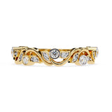 Floral Bezel Set Half Eternity Wedding Band