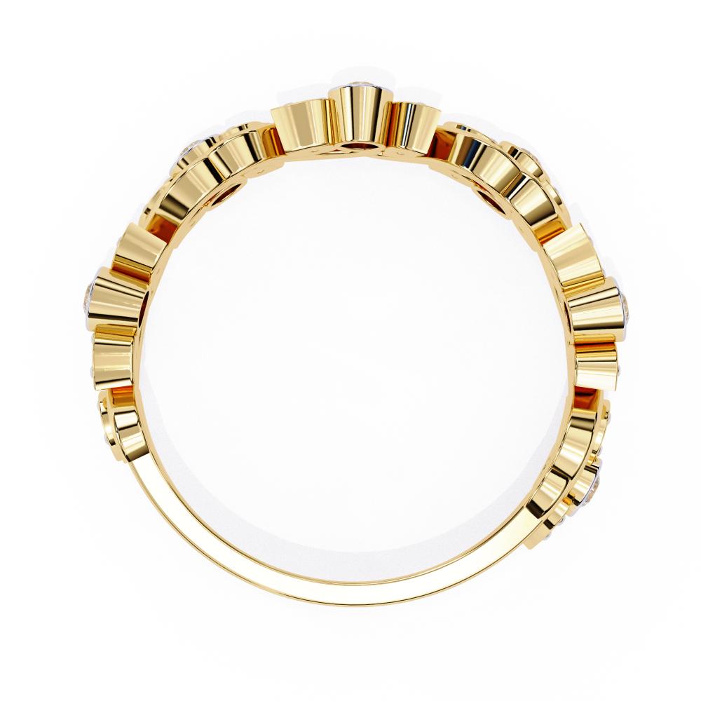 Floral Bezel Set Half Eternity Wedding Band