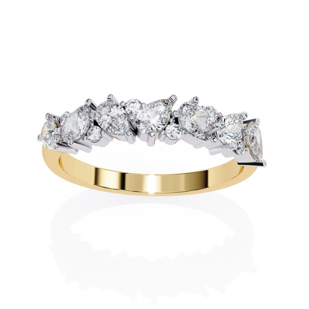 Pear & Round Half Eternity Wedding Band