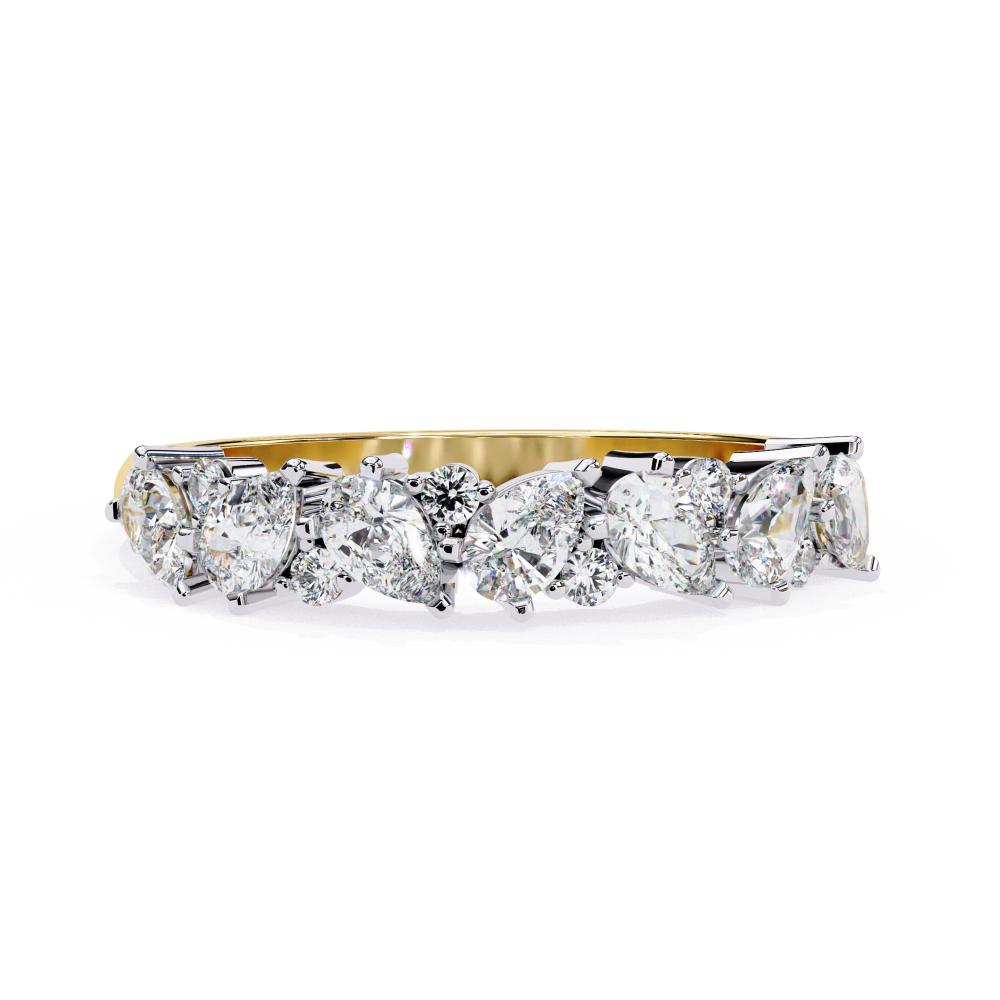 Pear & Round Half Eternity Wedding Band