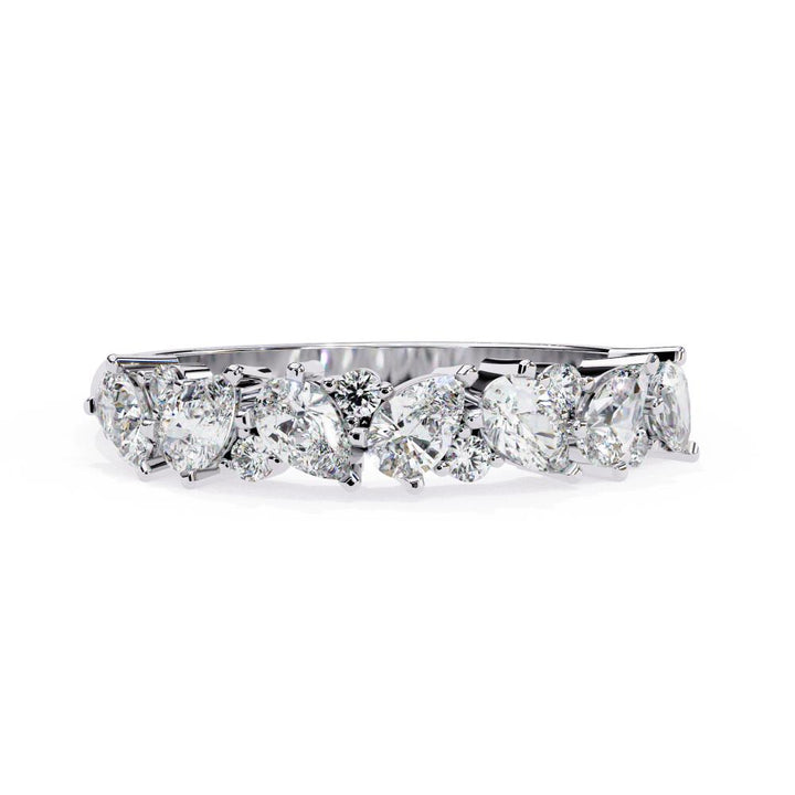 Pear & Round Half Eternity Wedding Band