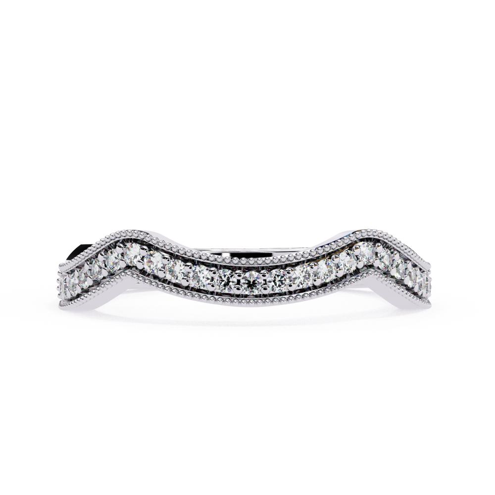 Spiral Milgrain Half Eternity Wedding Band
